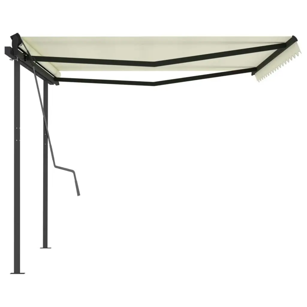 Manual Retractable Awning with Posts 4x3 m Cream 3070137