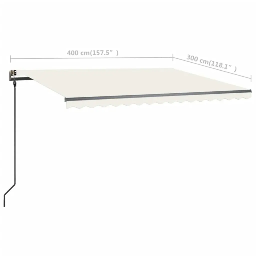 Manual Retractable Awning with Posts 4x3 m Cream 3070137