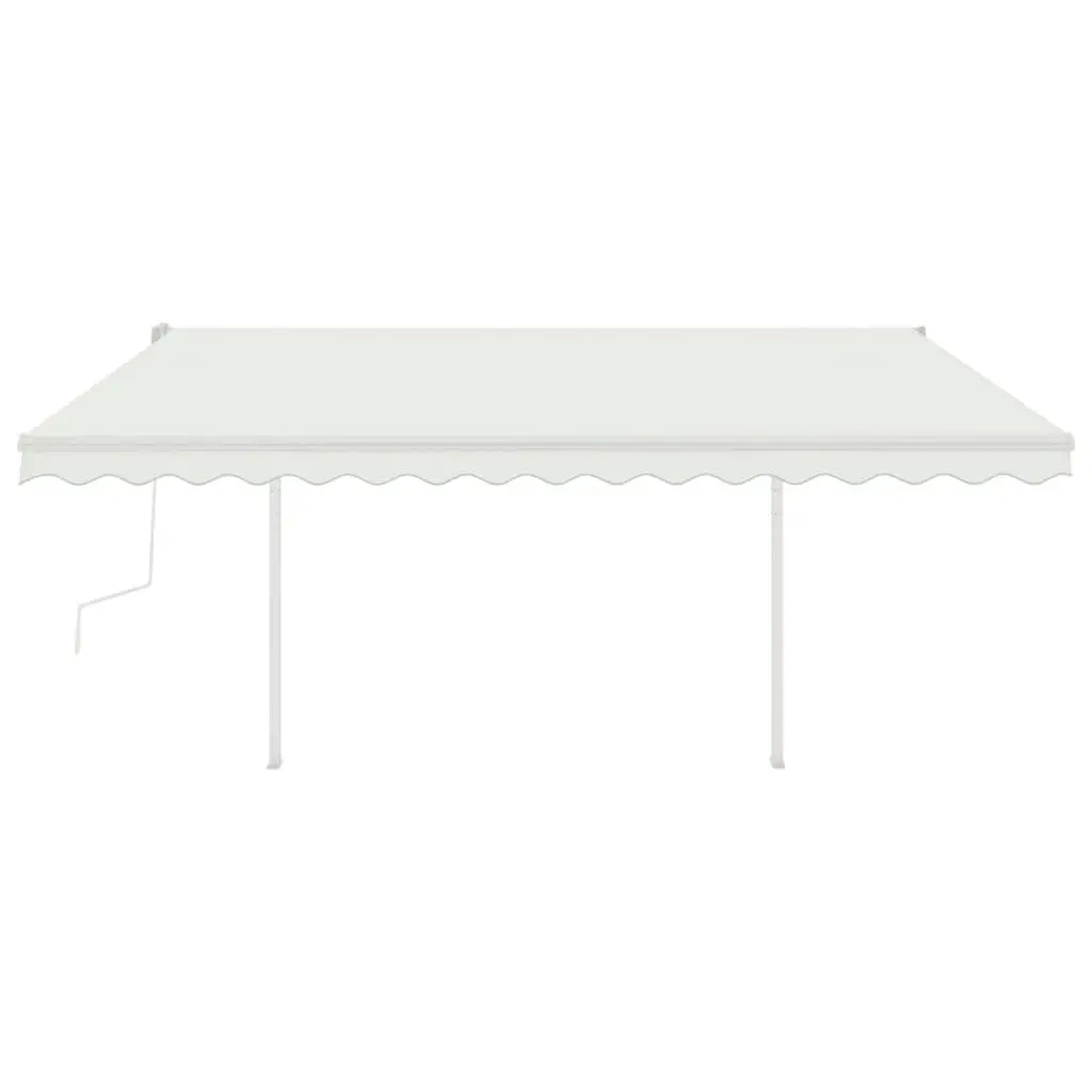 Manual Retractable Awning with Posts 4x3 m Cream 3069937