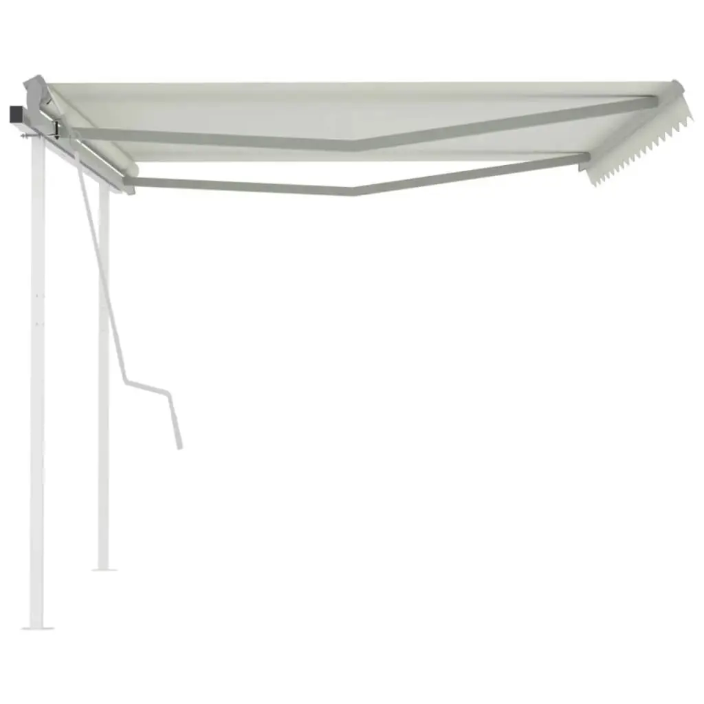 Manual Retractable Awning with Posts 4x3 m Cream 3069937