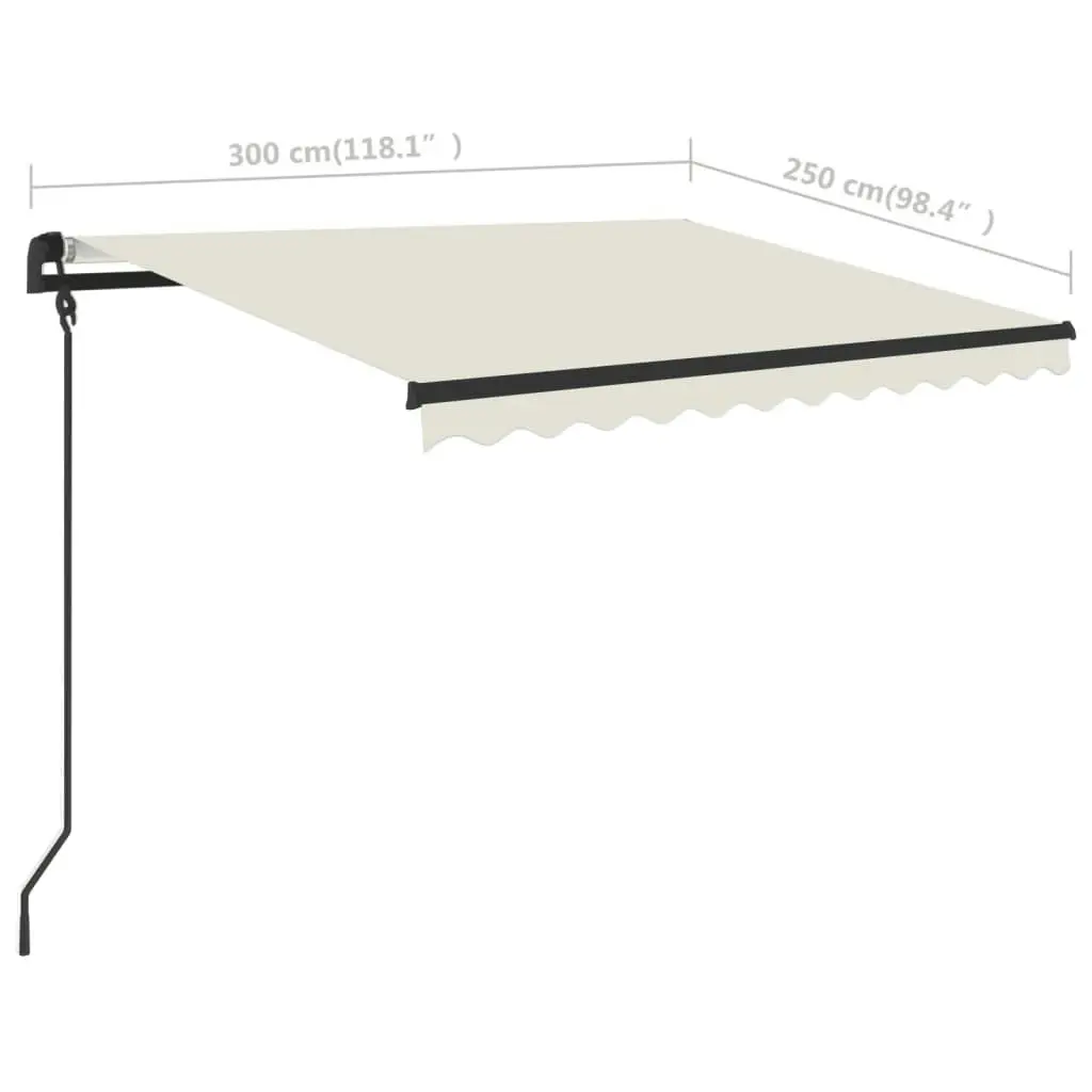 Manual Retractable Awning with Posts 3x2.5 m Cream 3070097