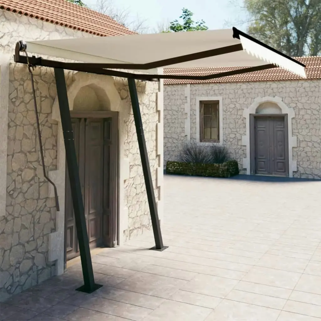 Manual Retractable Awning with Posts 3x2.5 m Cream 3070097