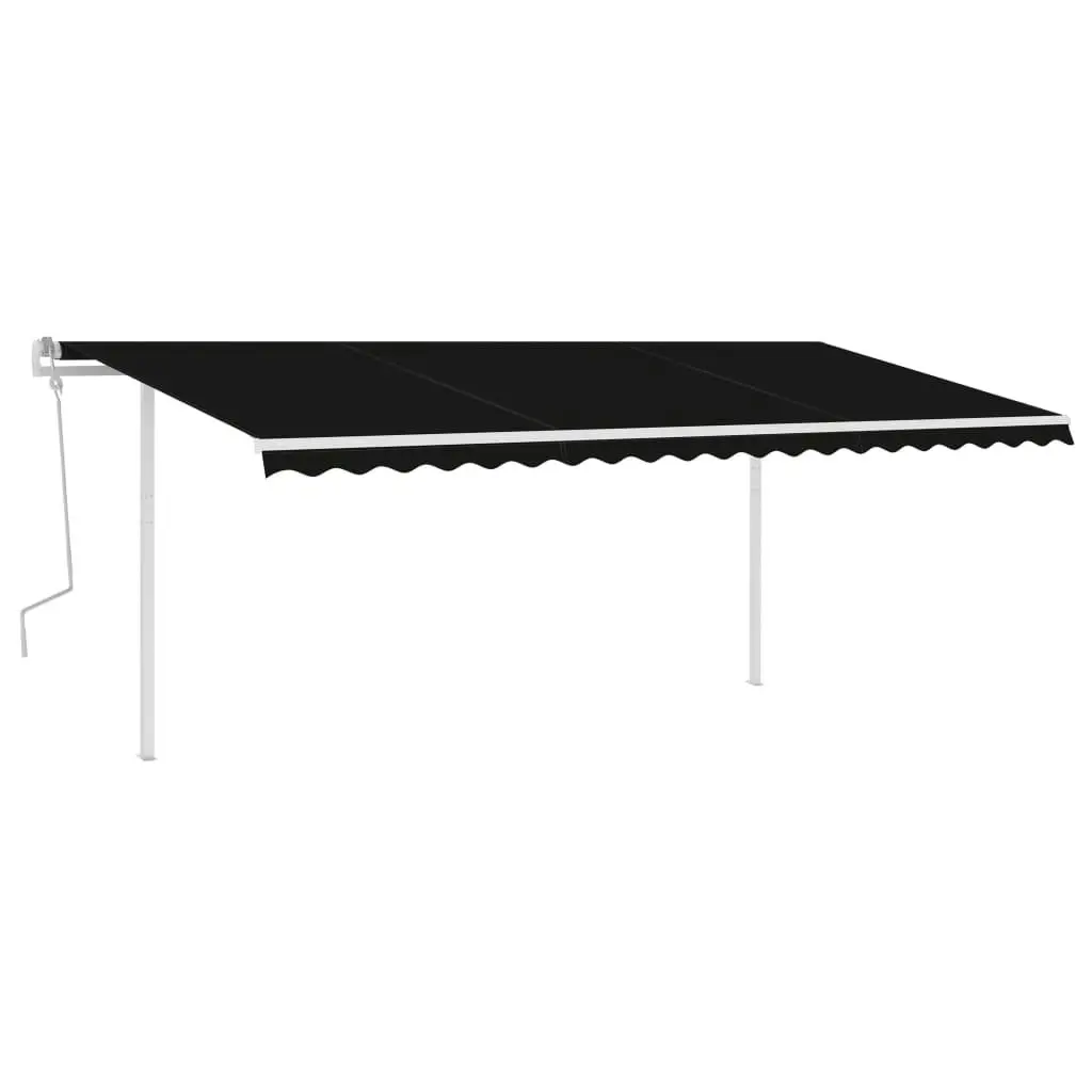 Manual Retractable Awning with Posts 5x3 m Anthracite 3069979