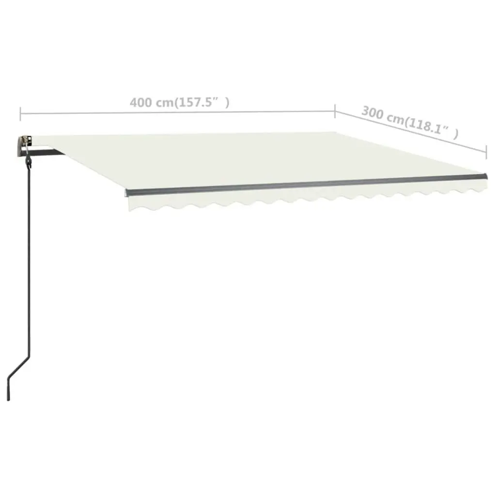 Manual Retractable Awning with LED 4x3 m Cream 3070142