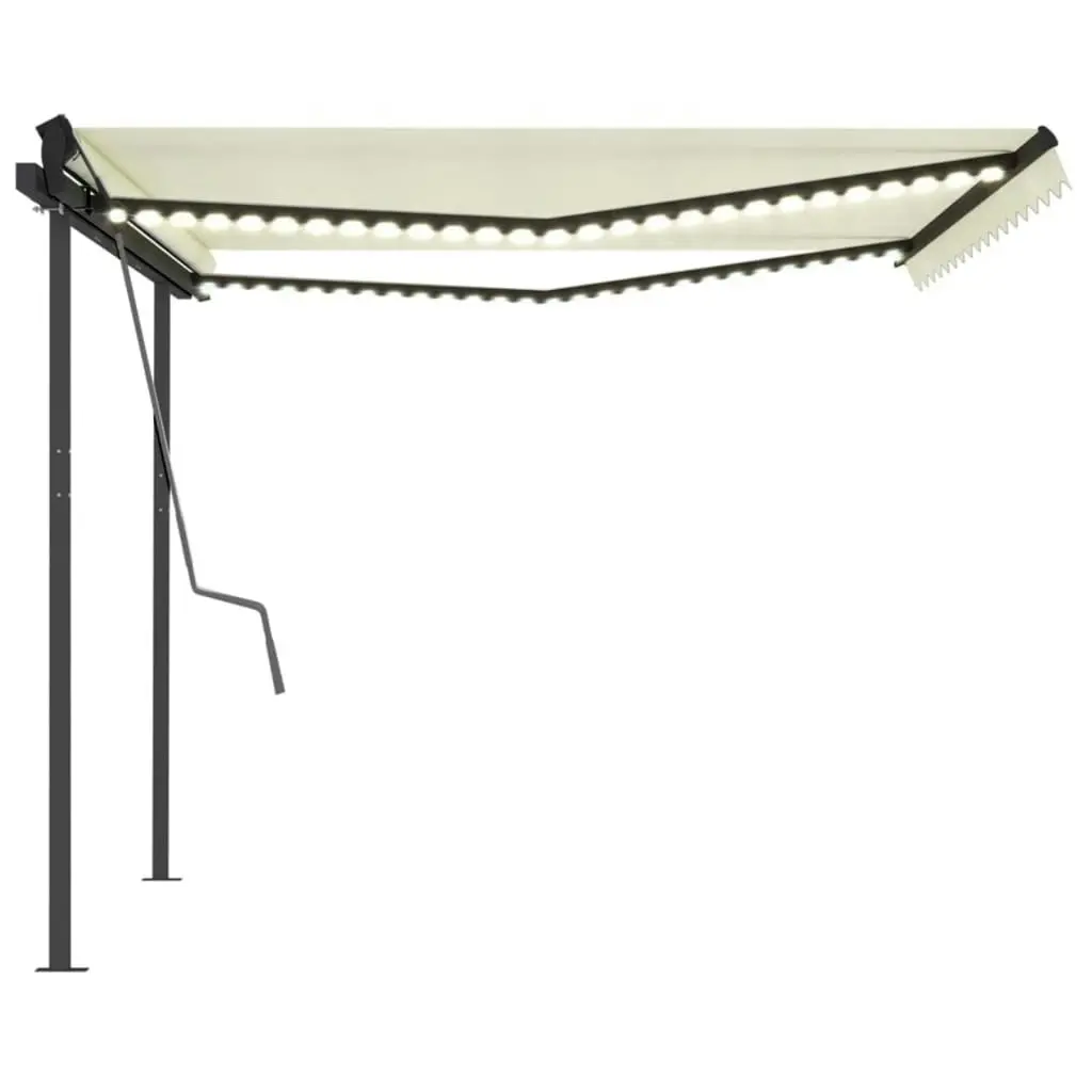 Manual Retractable Awning with LED 4x3 m Cream 3070142