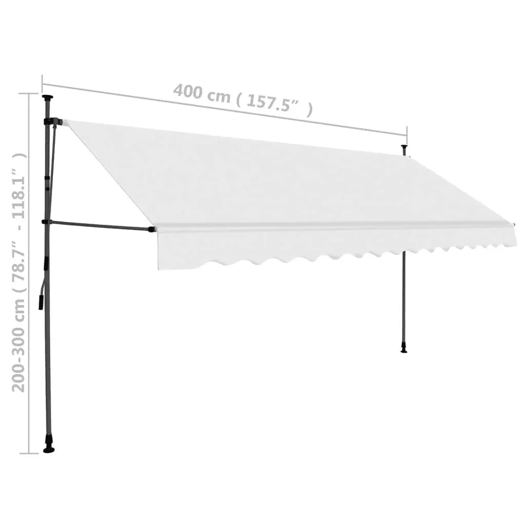 Manual Retractable Awning with LED 400 cm Cream 145875