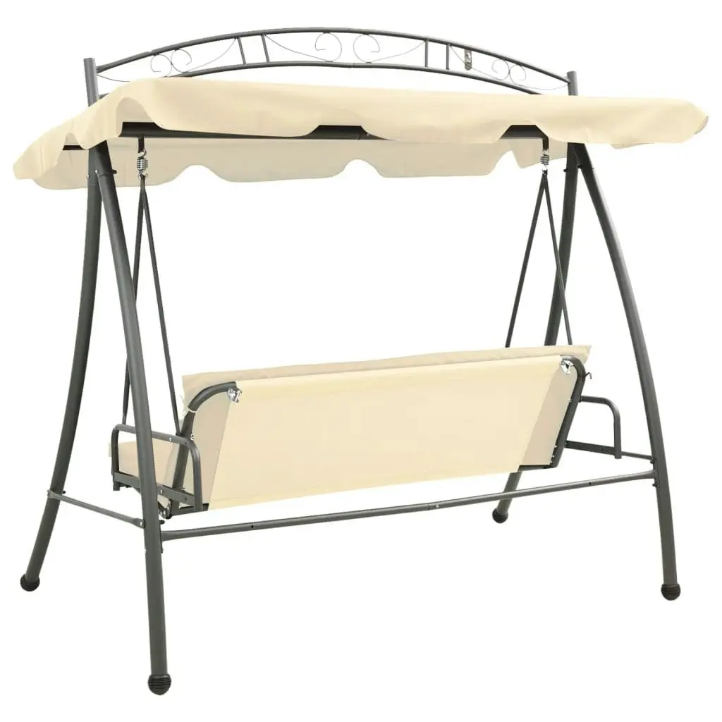 Outdoor Convertible Swing Bench with Canopy Sand White 43241