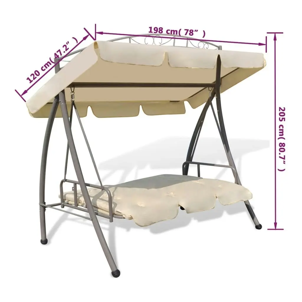 Outdoor Convertible Swing Bench with Canopy Sand White 43241