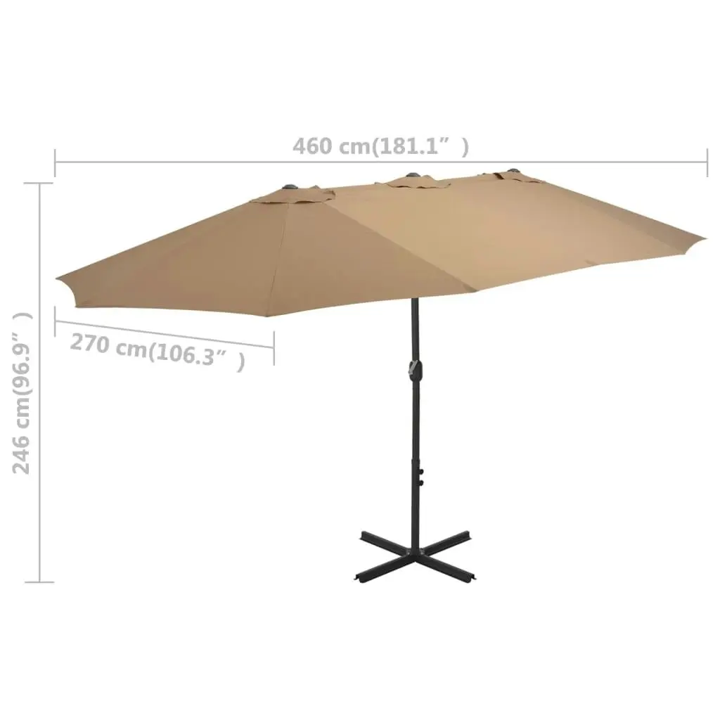 Outdoor Parasol with Aluminium Pole 460x270 cm Taupe 44870