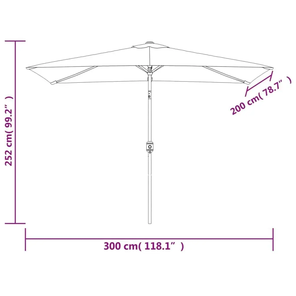 Outdoor Parasol with Metal Pole 300x200 cm Anthracite 44501