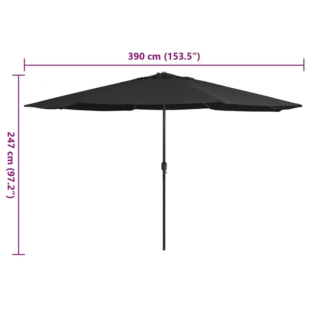 Outdoor Parasol with Metal Pole 400 cm Black 47384