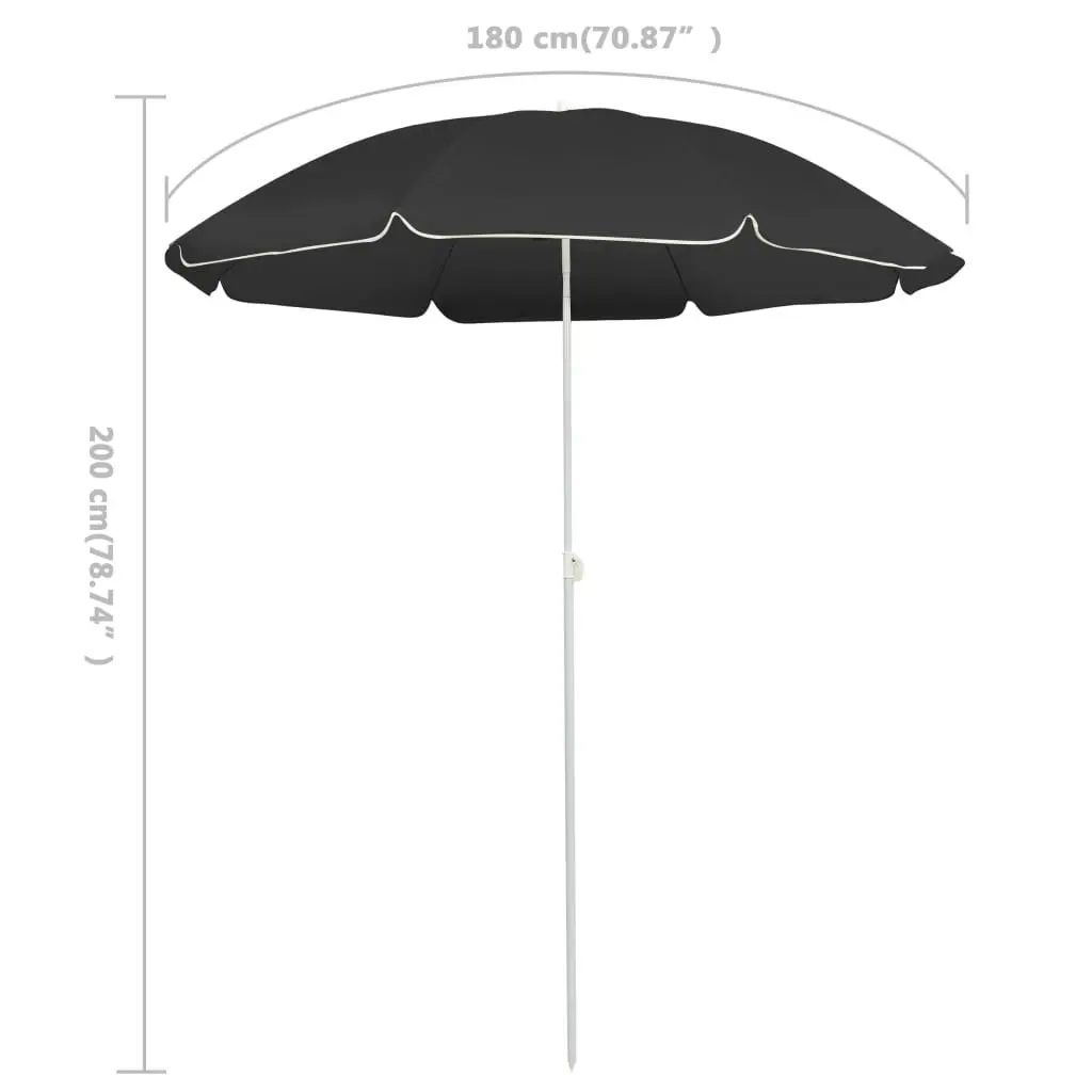 Outdoor Parasol with Steel Pole Anthracite 180 cm 315539