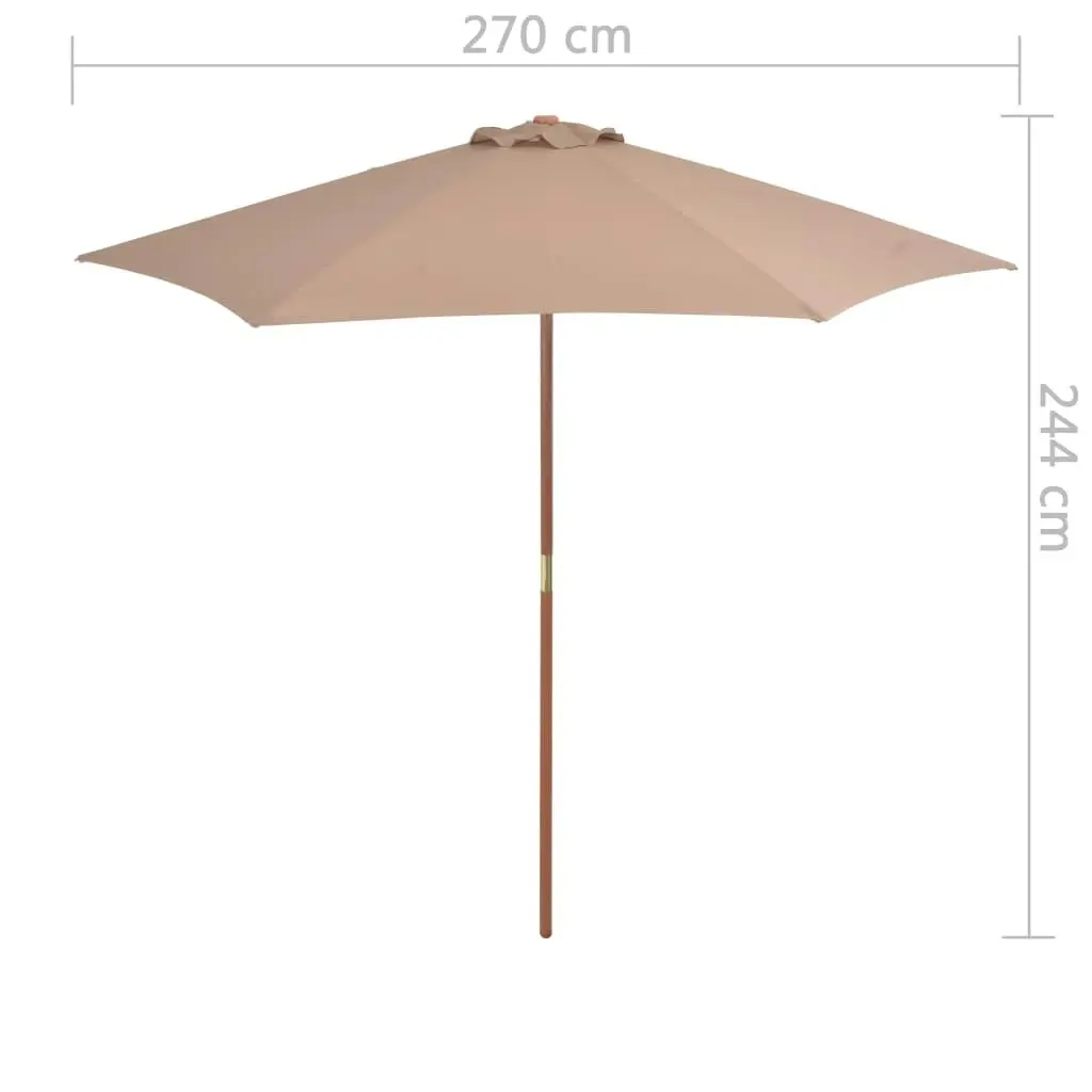 Outdoor Parasol with Wooden Pole 270 cm Taupe 44516