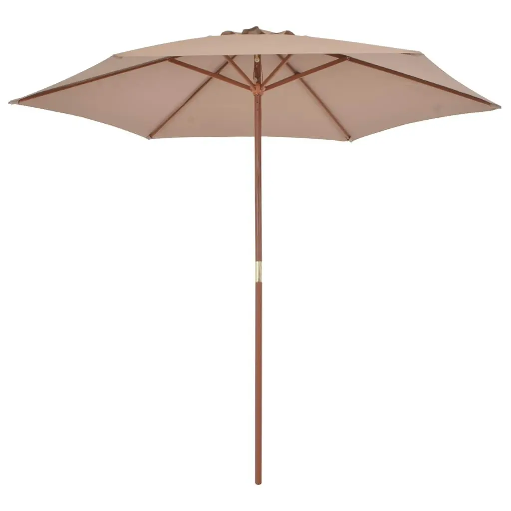 Outdoor Parasol with Wooden Pole 270 cm Taupe 44516