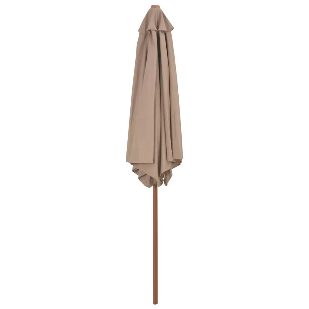 Outdoor Parasol with Wooden Pole 270 cm Taupe 44516