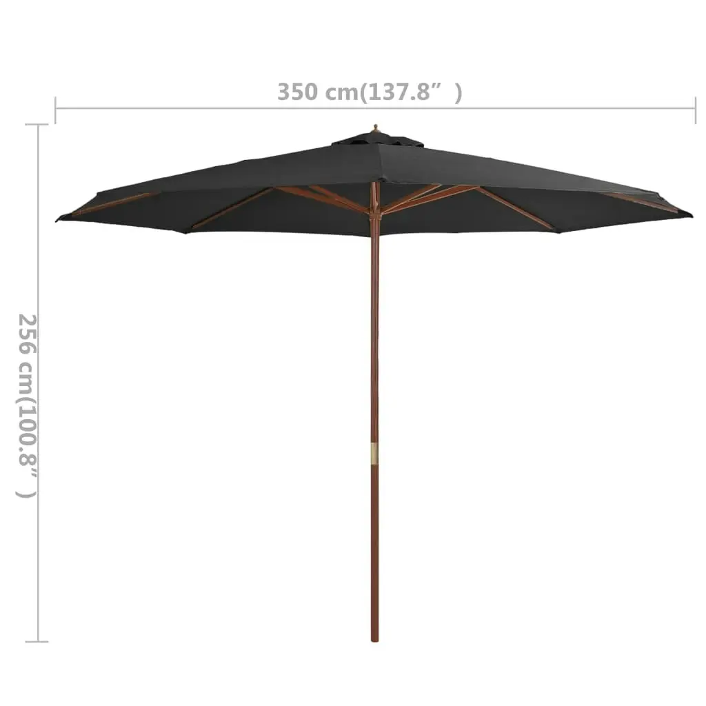 Outdoor Parasol with Wooden Pole 350 cm Anthracite 44529