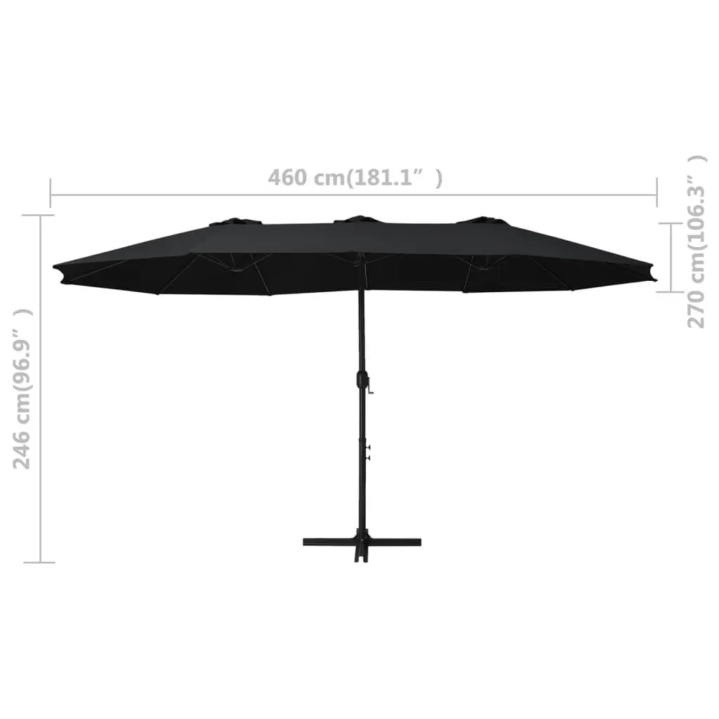 Outdoor Parasol with Aluminium Pole 460x270 cm Black 47302