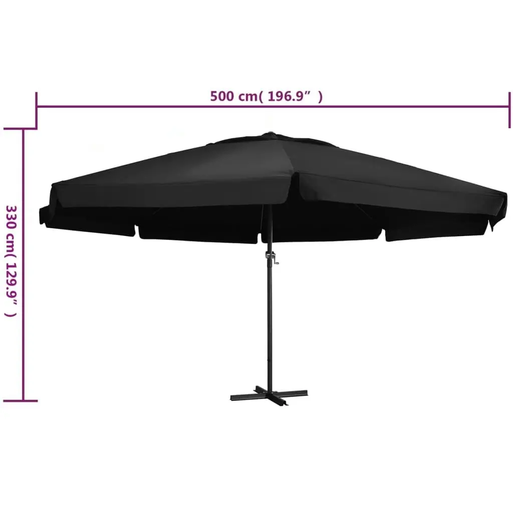 Outdoor Parasol with Aluminium Pole 600 cm Black 47376