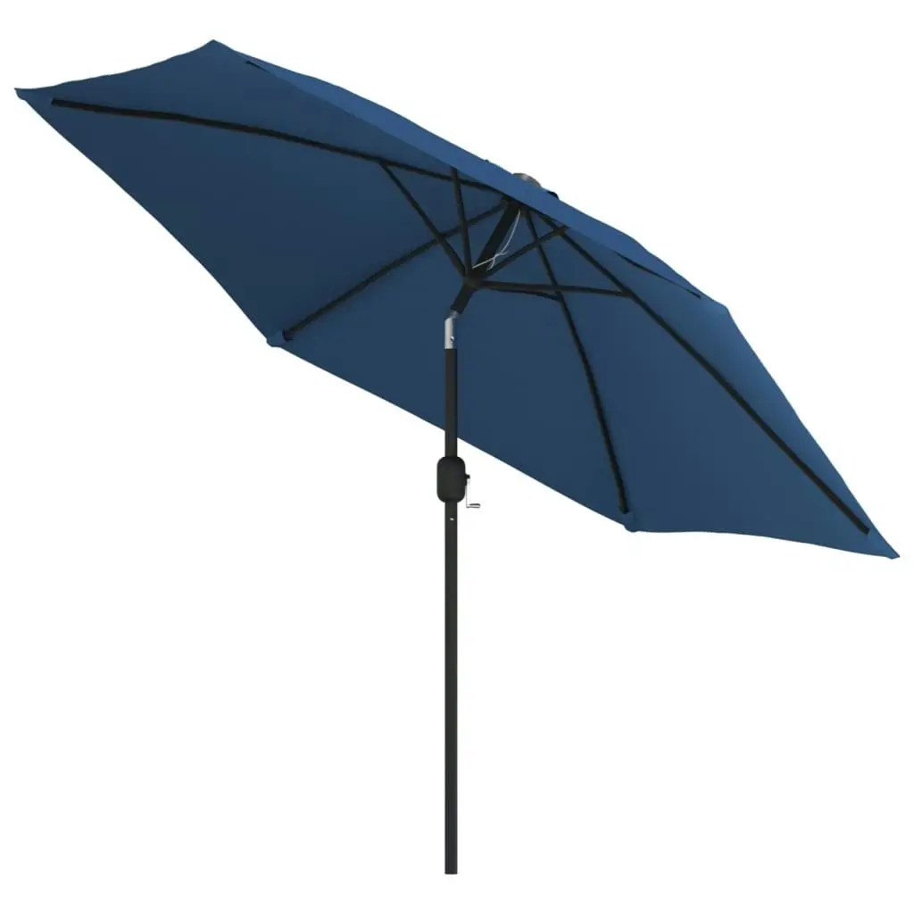 Outdoor Parasol with LED Lights and Steel Pole 300 cm Azure 47135