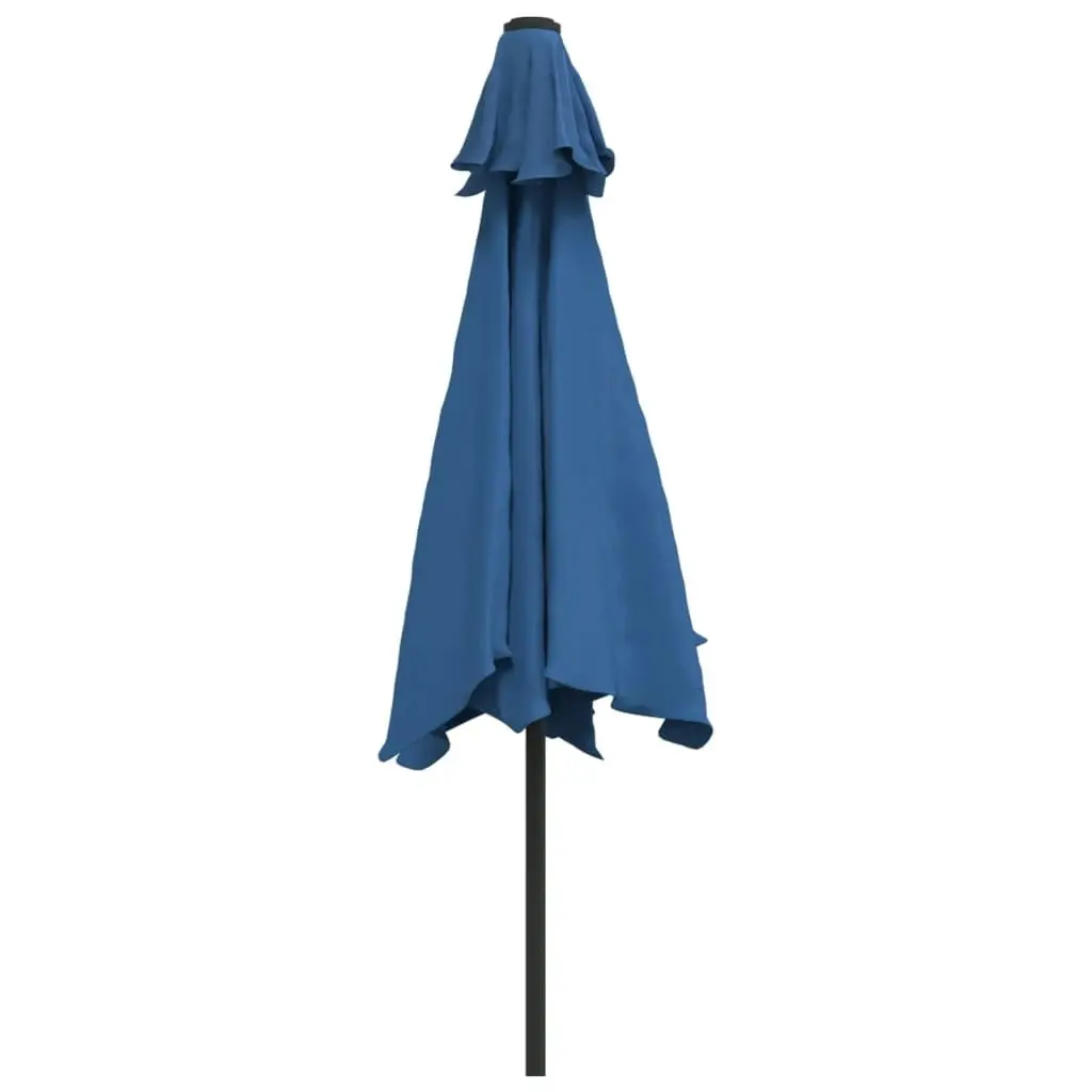 Outdoor Parasol with LED Lights and Steel Pole 300 cm Azure 47135