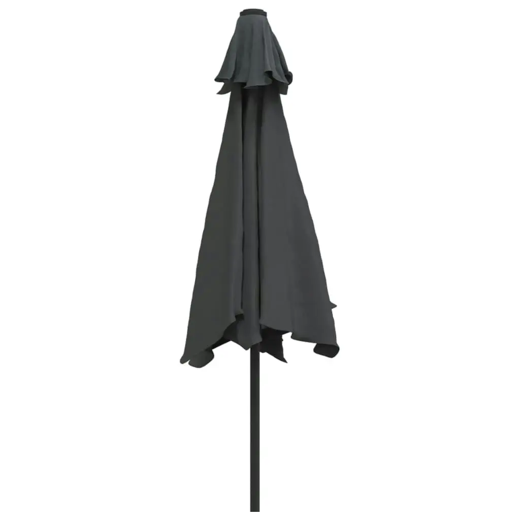 Outdoor Parasol with LED Lights and Steel Pole 300cm Anthracite 44511