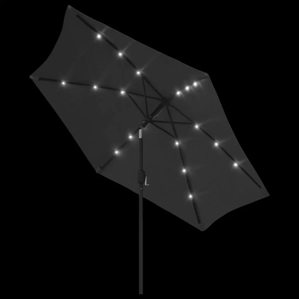 Outdoor Parasol with LED Lights and Steel Pole 300cm Anthracite 44511