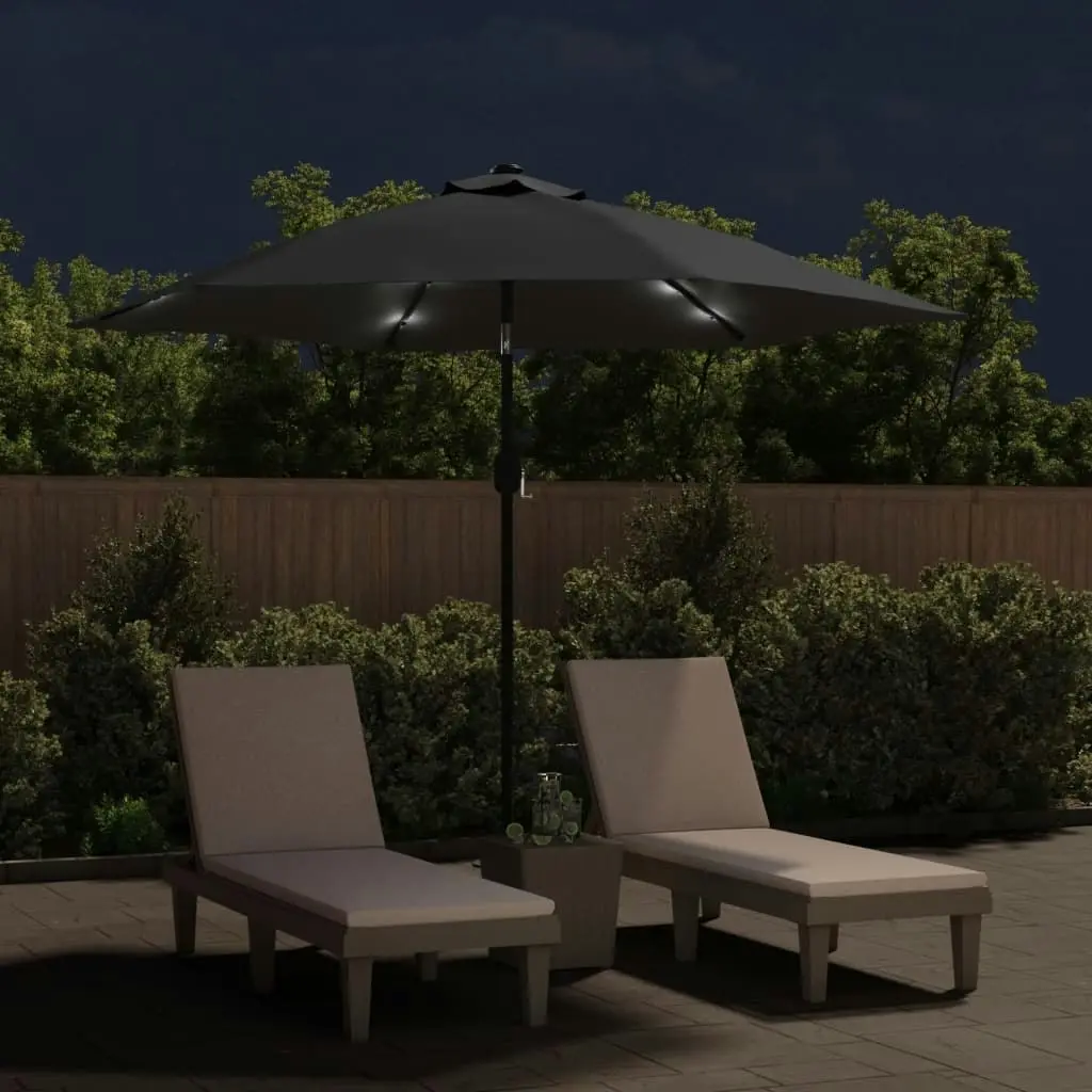 Outdoor Parasol with LED Lights and Steel Pole 300cm Anthracite 44511