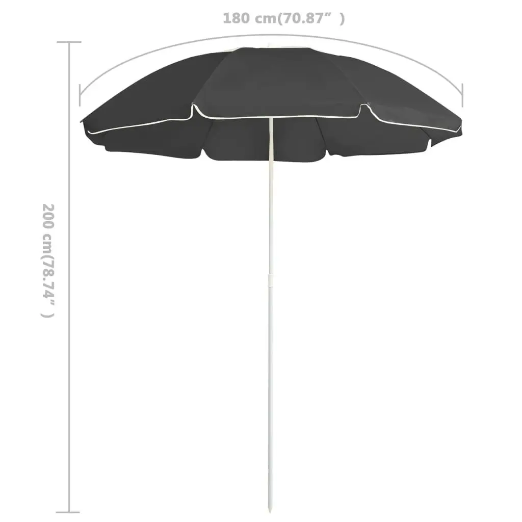 Outdoor Parasol with Steel Pole Anthracite 180 cm 315542