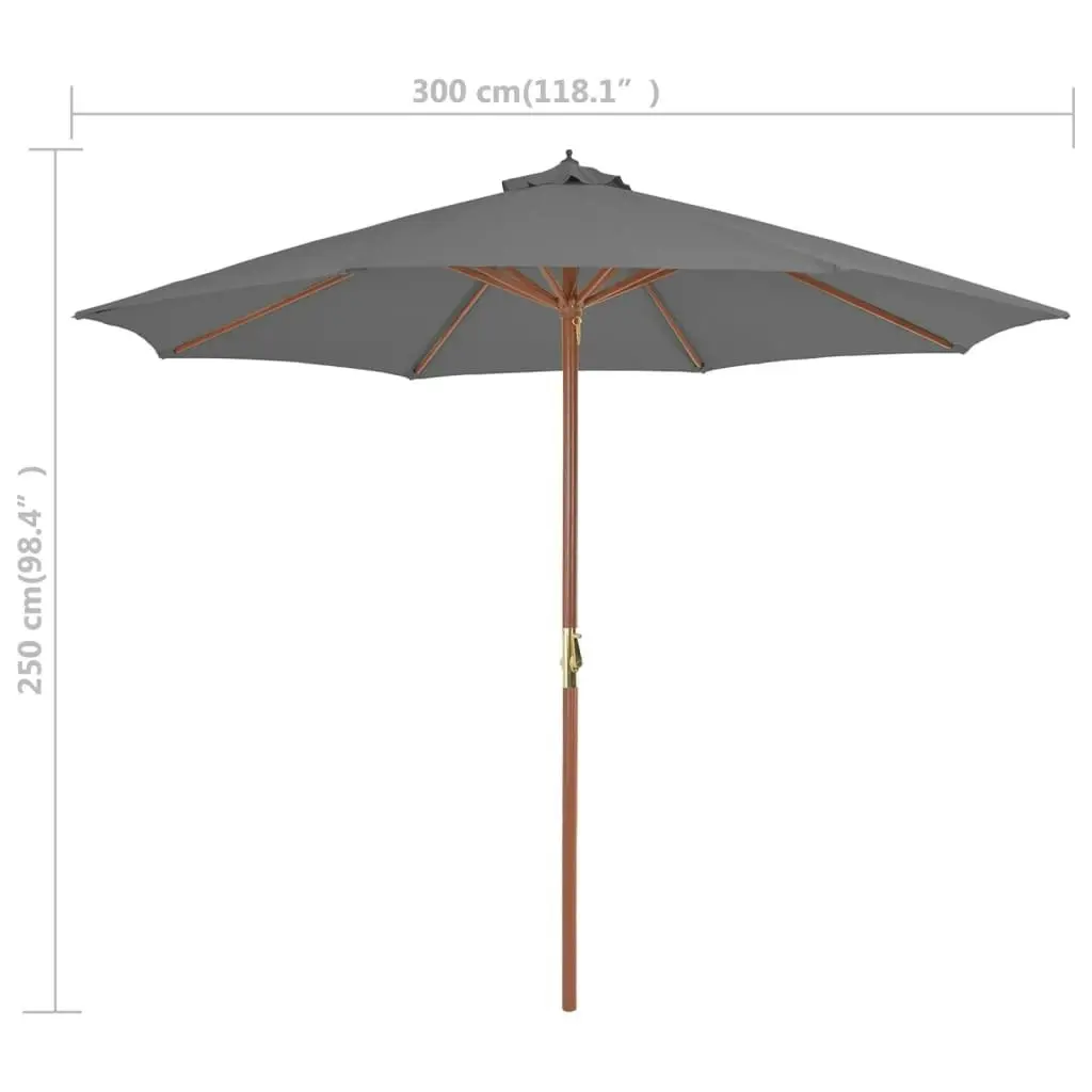 Outdoor Parasol with Wooden Pole 300 cm Anthracite 44495