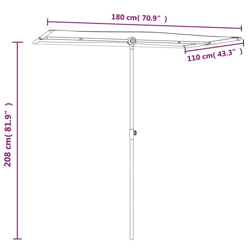 Outdoor Parasol with Aluminium Pole 180x110 cm Terracotta 47333