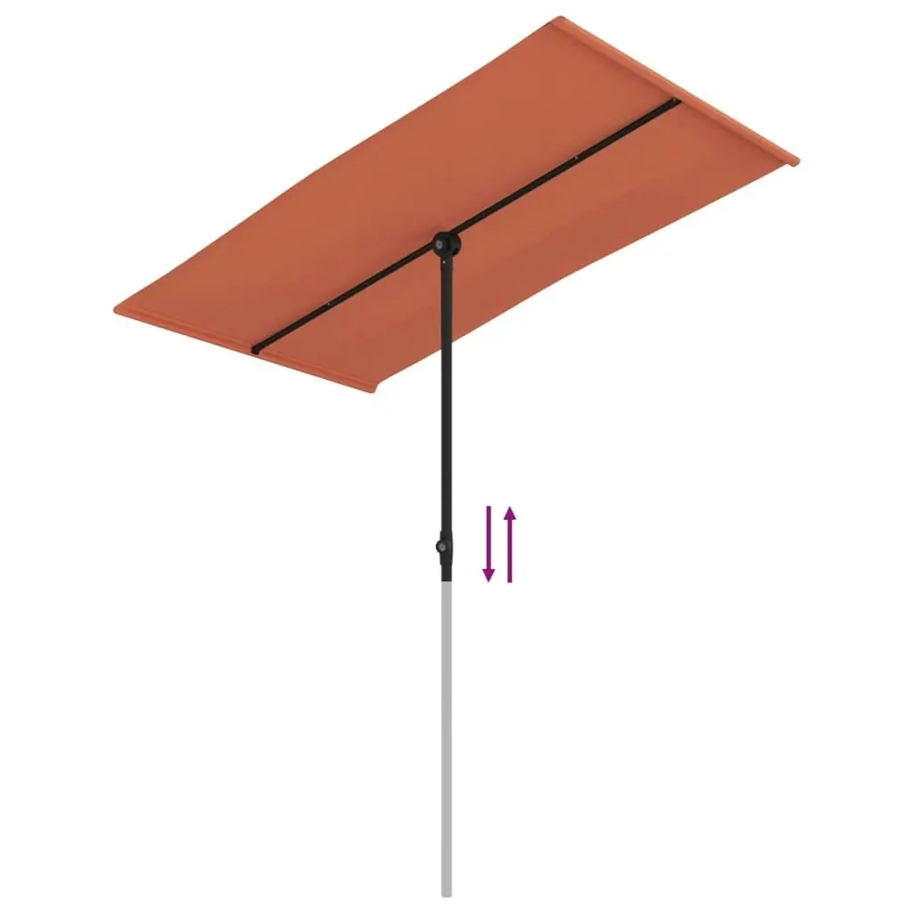 Outdoor Parasol with Aluminium Pole 180x110 cm Terracotta 47333