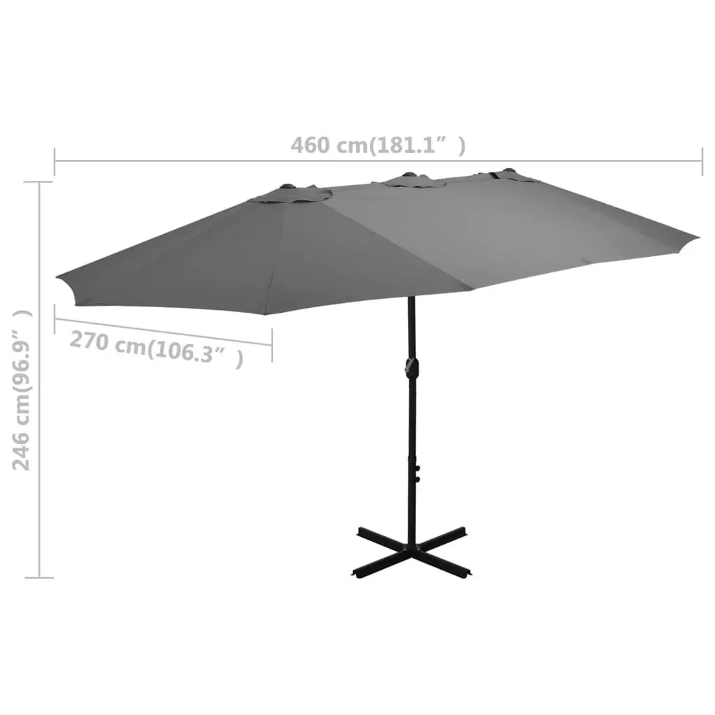 Outdoor Parasol with Aluminium Pole 460x270 cm Anthracite 44869