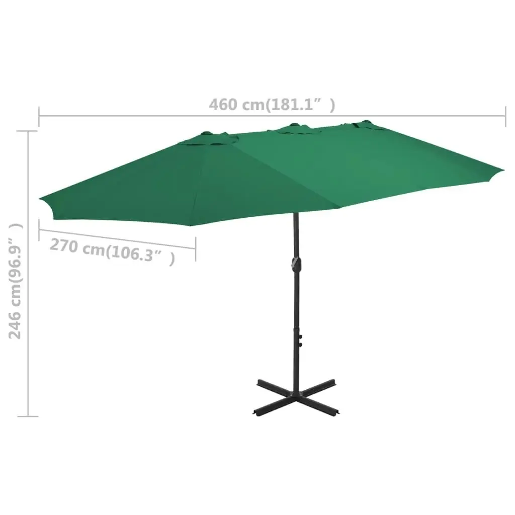 Outdoor Parasol with Aluminium Pole 460x270 cm Green 44867