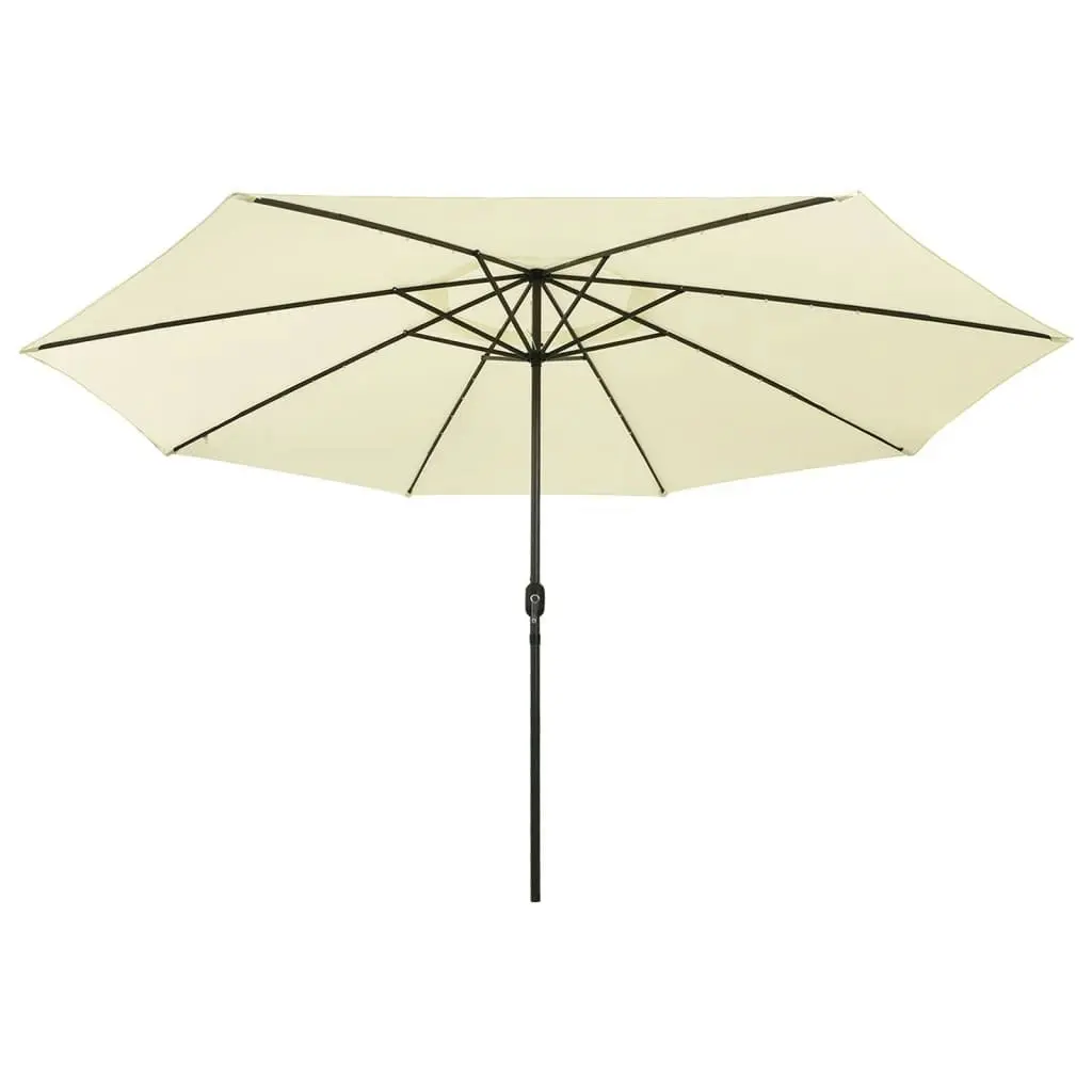 Outdoor Parasol with LED Lights and Metal Pole 400 cm Sand 312530