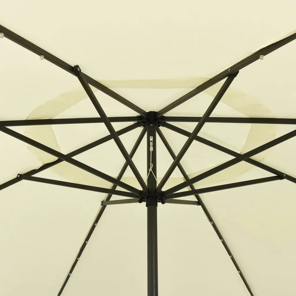 Outdoor Parasol with LED Lights and Metal Pole 400 cm Sand 312530