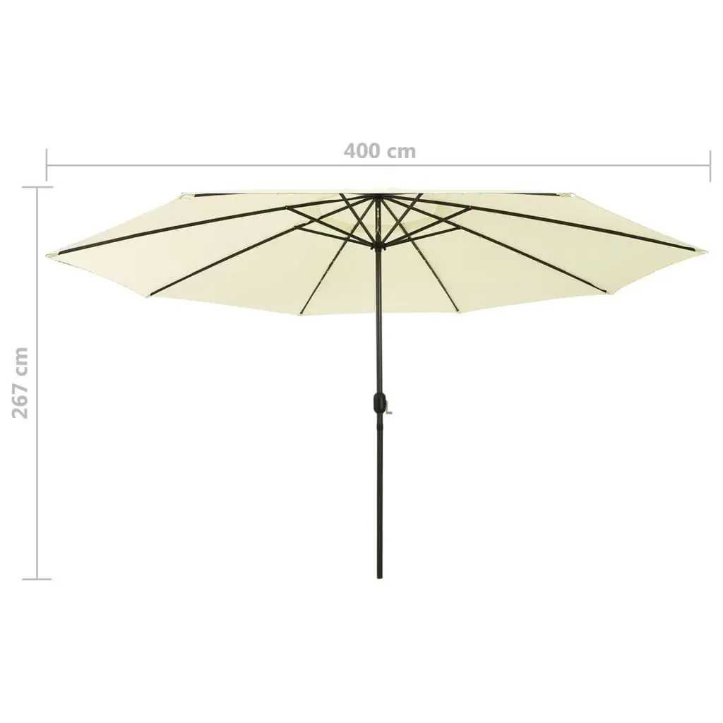 Outdoor Parasol with LED Lights and Metal Pole 400 cm Sand 312530