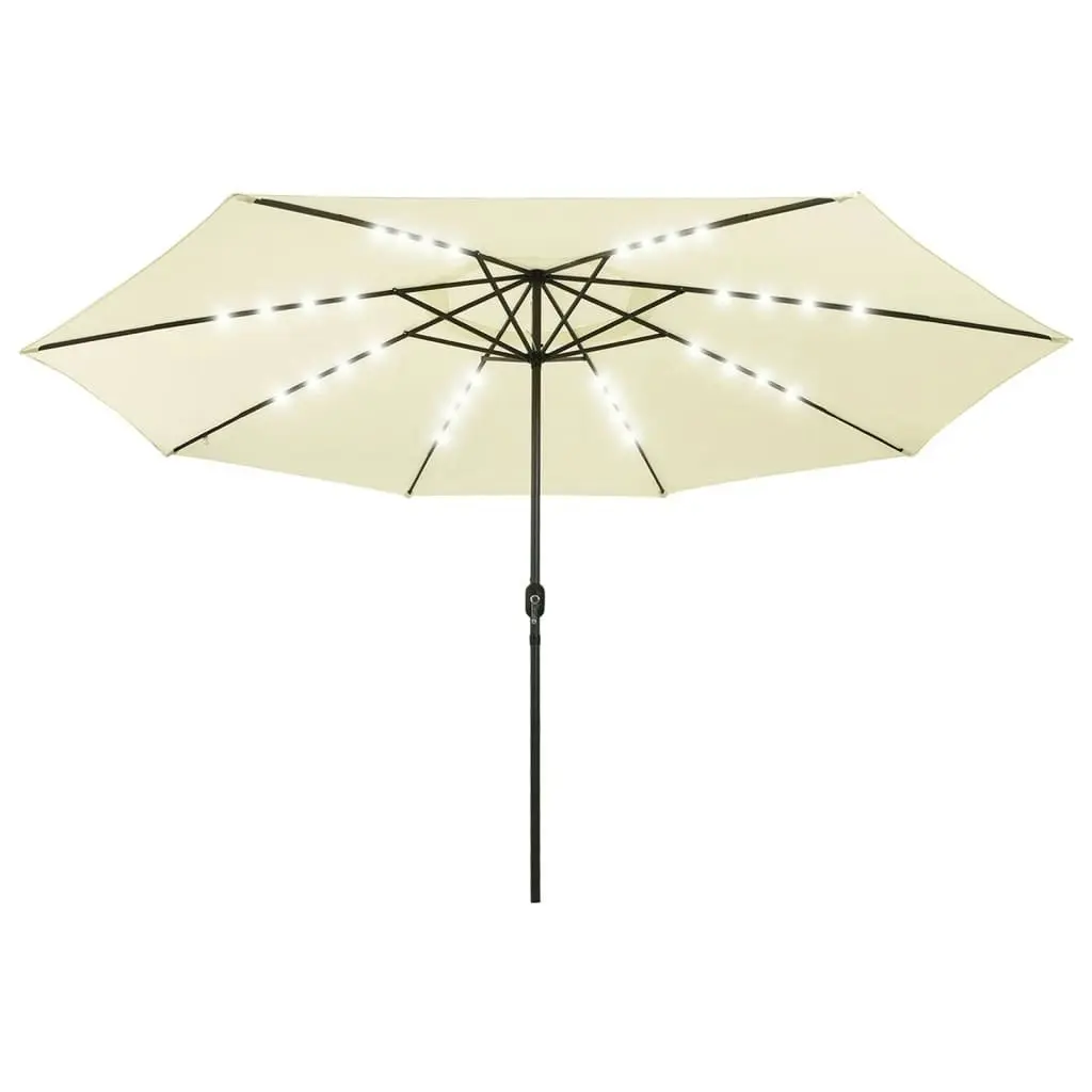 Outdoor Parasol with LED Lights and Metal Pole 400 cm Sand 312530