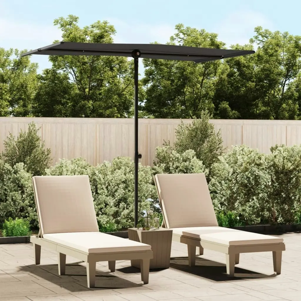 Outdoor Parasol with Aluminium Pole 180x110 cm Black 47334