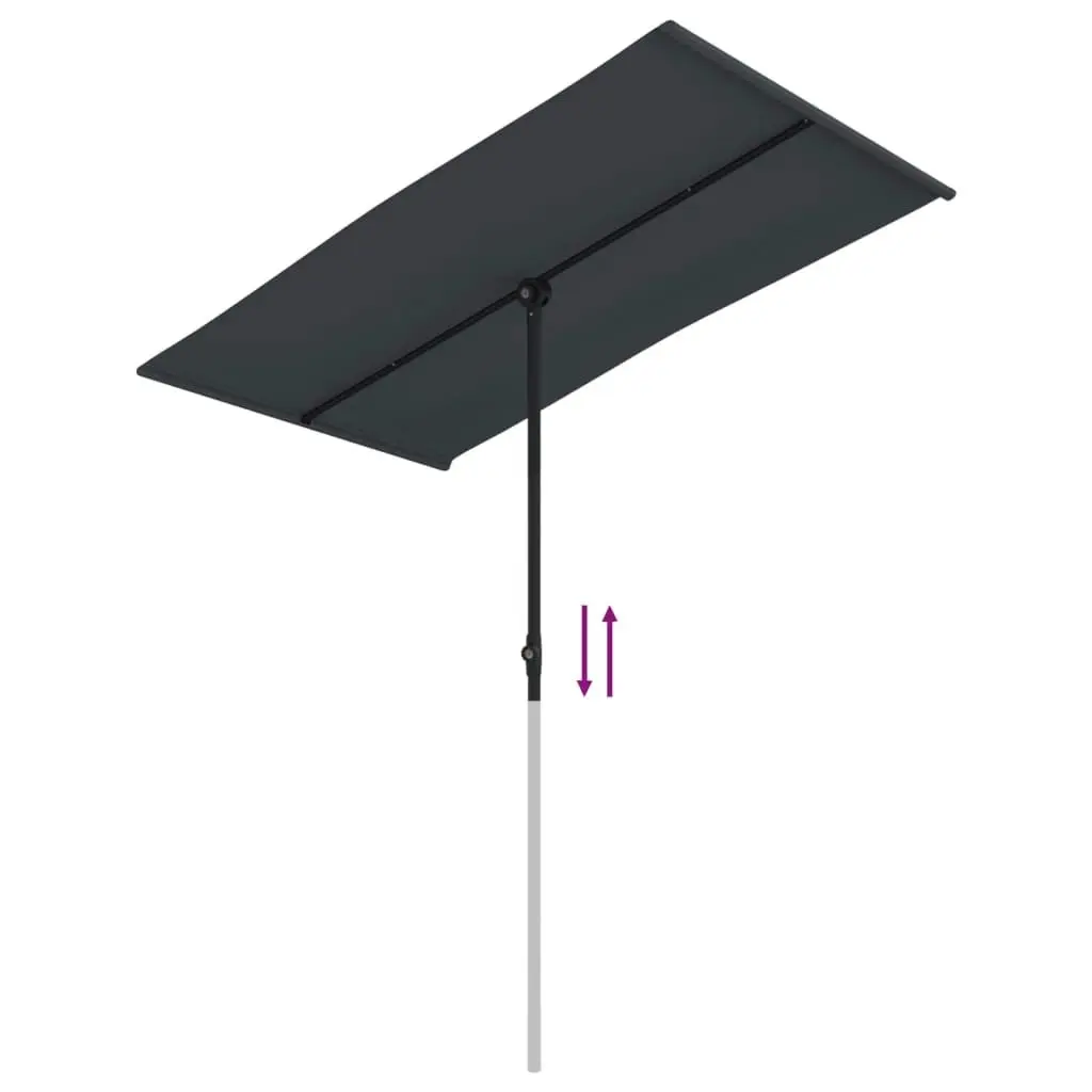 Outdoor Parasol with Aluminium Pole 180x110 cm Black 47334