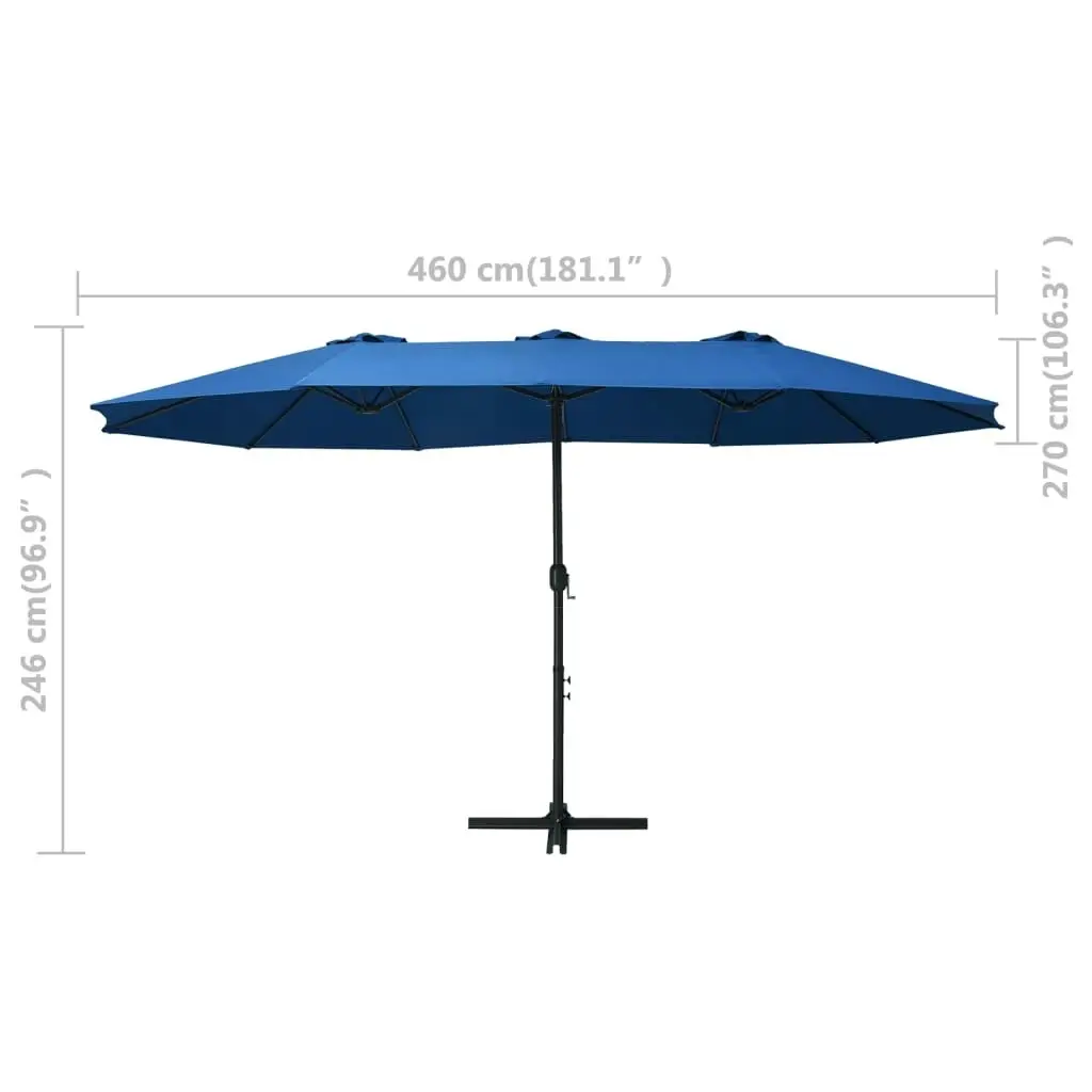 Outdoor Parasol with Aluminium Pole 460x270 cm Blue 47303