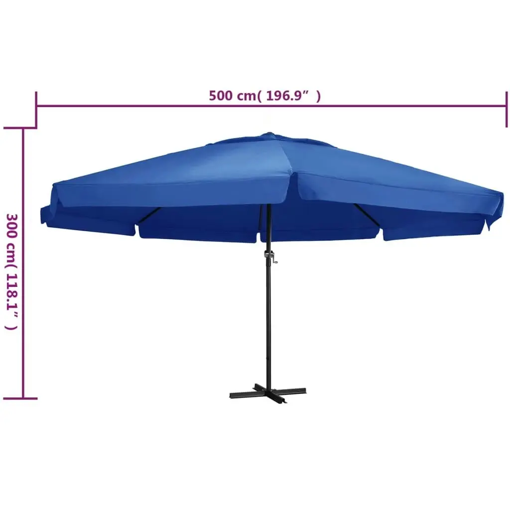 Outdoor Parasol with Aluminium Pole 500 cm Azure Blue 47369