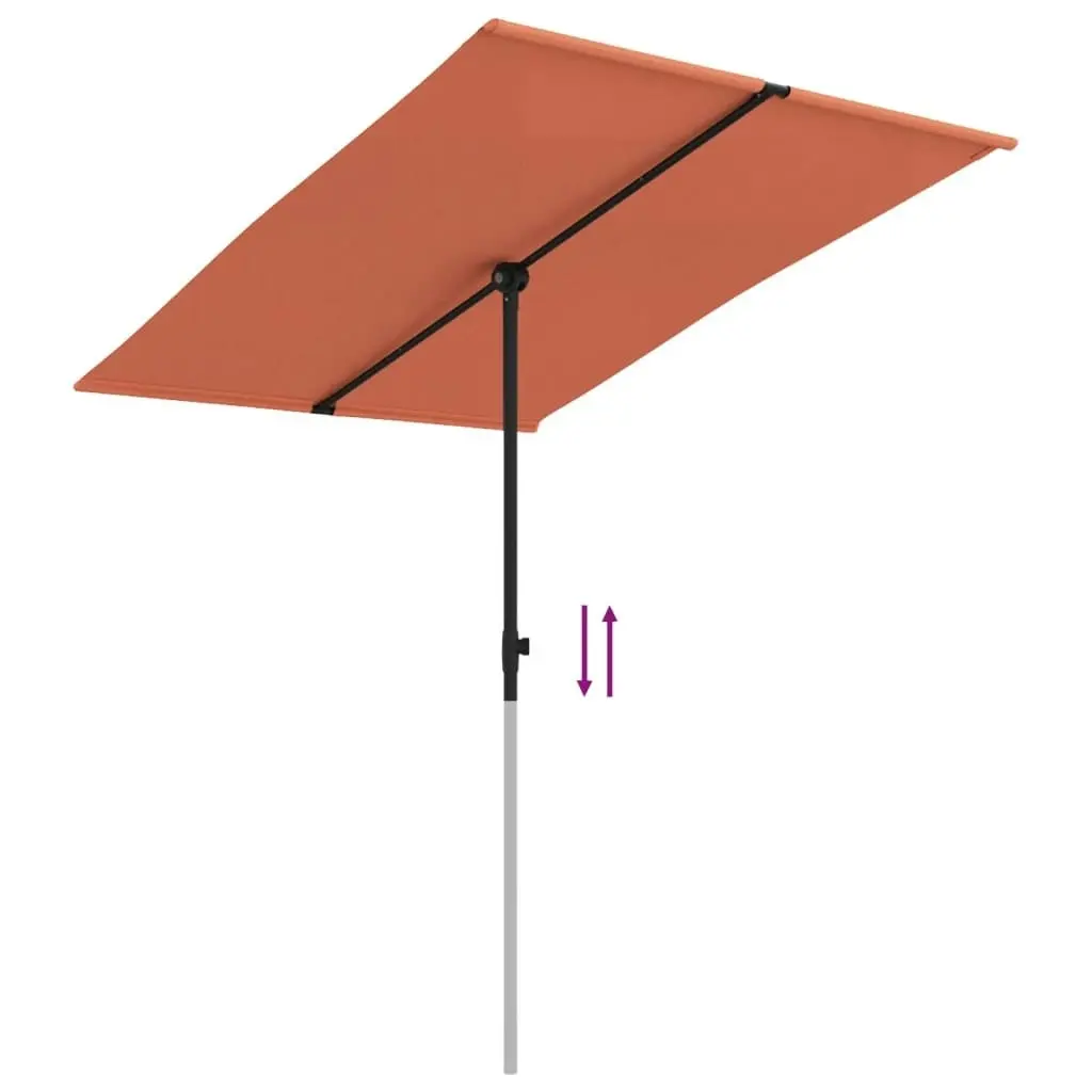 Outdoor Parasol with Aluminium Pole 2x1.5 m Terracotta 47341