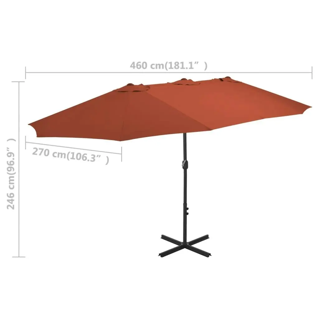 Outdoor Parasol with Aluminium Pole 460x270 cm Terracotta 44872