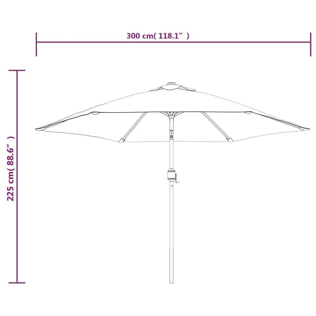 Outdoor Parasol with LED Lights and Steel Pole 300 cm Black 47134