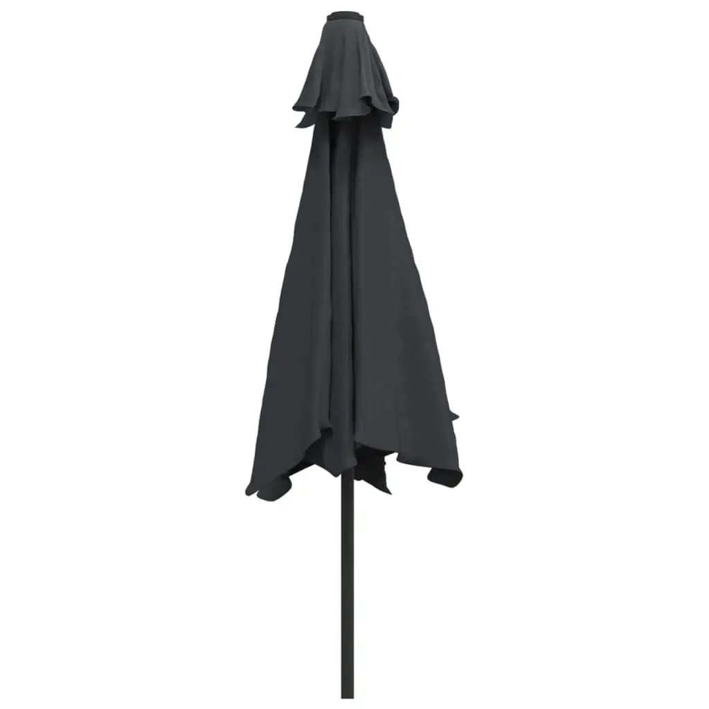 Outdoor Parasol with LED Lights and Steel Pole 300 cm Black 47134