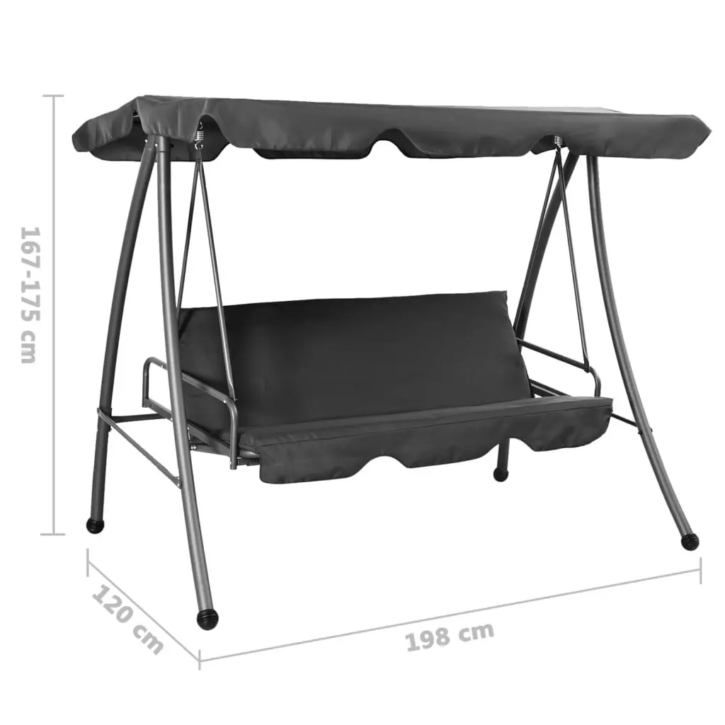 Outdoor Swing Bench with Canopy Anthracite 192x118x175 cm Steel 45072