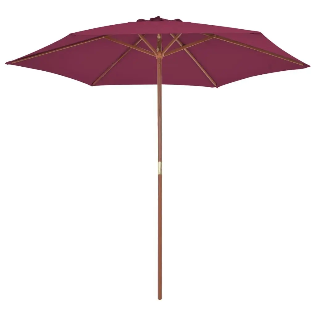 Outdoor Parasol with Wooden Pole 270 cm Bordeaux Red 44517