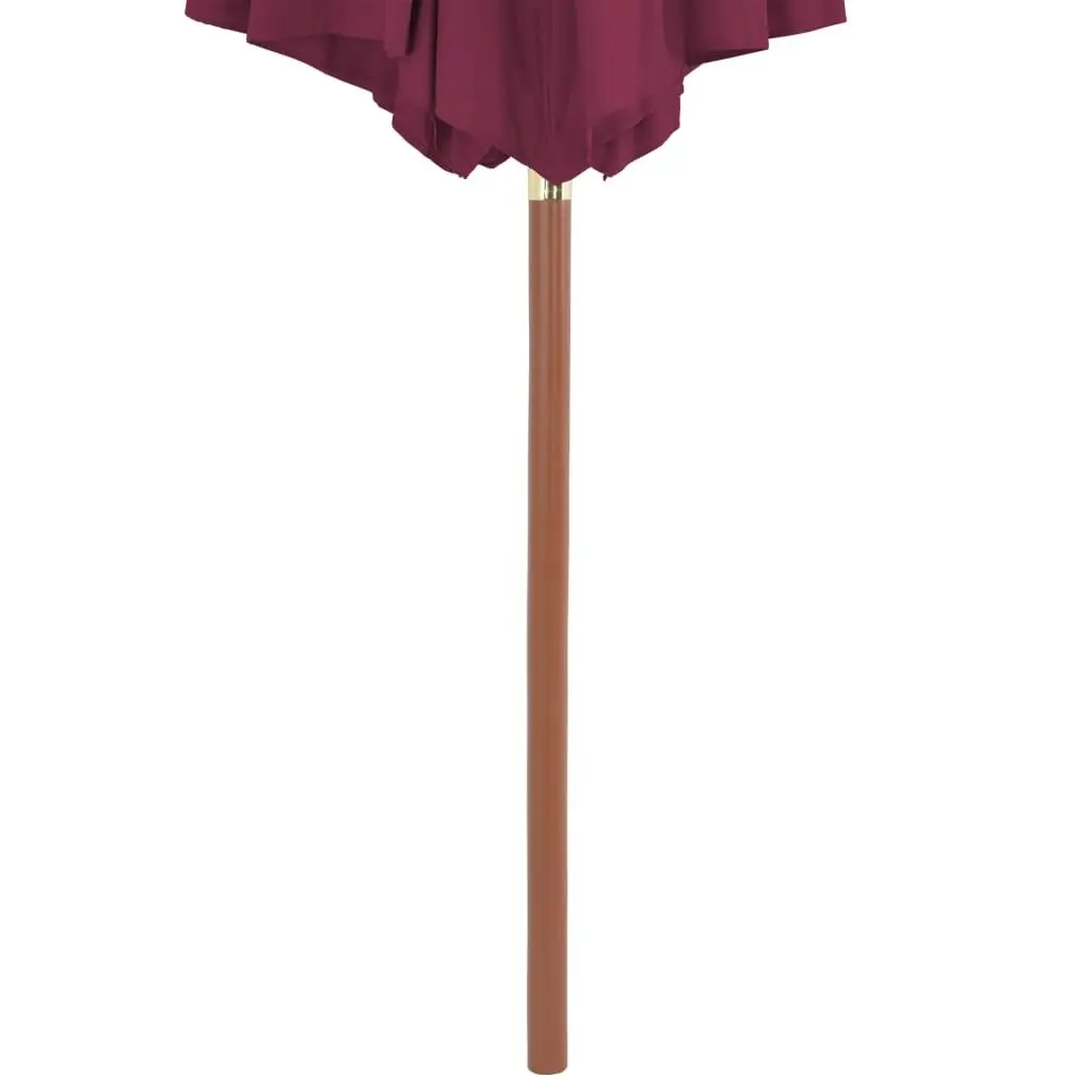 Outdoor Parasol with Wooden Pole 300 cm Bordeaux Red 44497