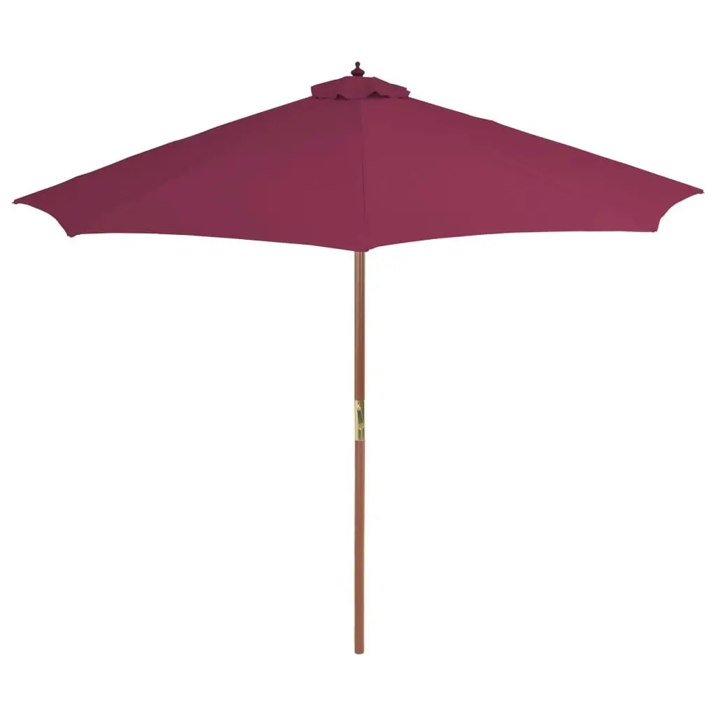 Outdoor Parasol with Wooden Pole 300 cm Bordeaux Red 44497