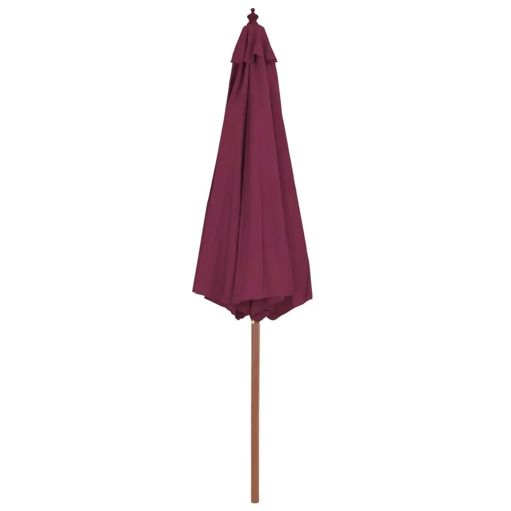 Outdoor Parasol with Wooden Pole 300 cm Bordeaux Red 44497